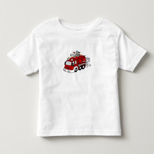 Fun Red Fire Truck Engine & Fireman Kinder Shirts (Voorkant)