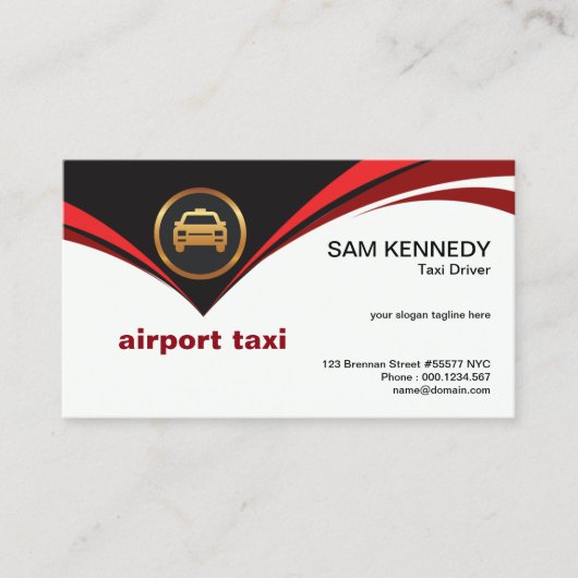 Fun Red Flying Cape Airport Taxi Service Visitekaartje (Voorkant)