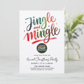 Fun Red Green Christmas Company Logo Brush Script Kaart (Staand voorkant)