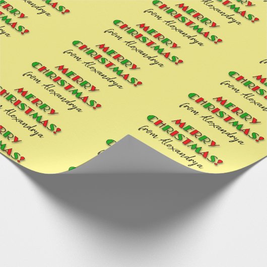 Fun Red & Green "MERRY CHRISTMAS!", aangepaste naa Cadeaupapier (Hoek)