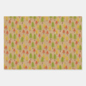Fun Red Green Yellow Abstract Pine Tree Patroon Inpakpapier Vel (Voorkant)