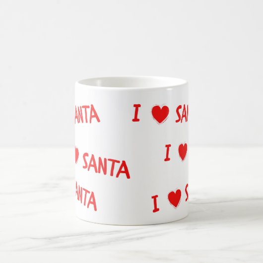 Fun Red kerst I Love Santa Heart Koffiemok (Center)