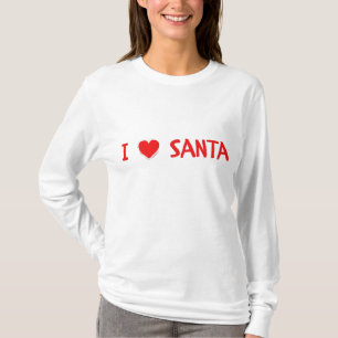 Fun Red kerst I Love Santa Heart Woman T-shirt