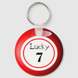 Fun Red Lucky Number Bingo Ball Theme Sleutelhanger