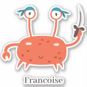 Fun red pirate crab sword bandana personaliseert sticker