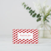 Fun Red Realistic Raspberry Pattern Visitekaartje (Staand voorkant)