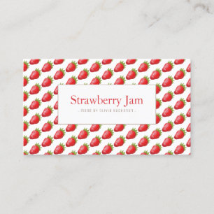 Fun Red Realistic Strawberry Pattern Visitekaartje