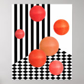 Fun Red Round Collage Black & White Stripes Poster (Voorkant)