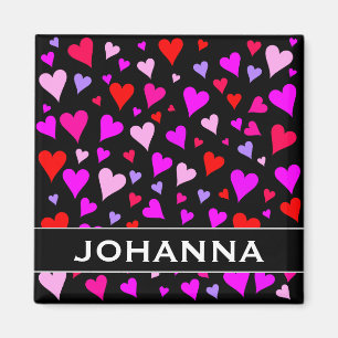 Fun Red, Roze, Paars en Magenta Hearts Patroon Magneet