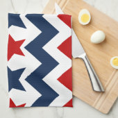 Fun Red White Blue Chevron Stars en Stripes Theedoek (Quarter Fold)