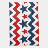 Fun Red White Blue Chevron Stars en Stripes Theedoek (Verticaal)