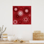 Fun Red White Geometric Pattern Spirograded Design Poster (Keuken)