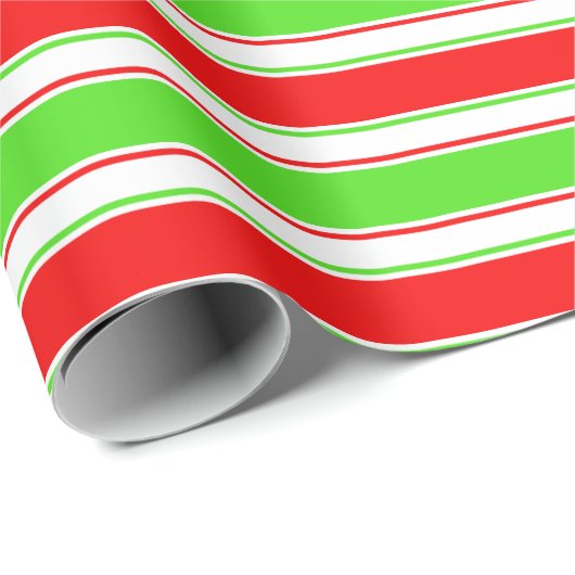 Fun Red, White, Green Kerstgeïnspireerd Pattern Cadeaupapier (Rol Hoek)