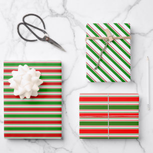 Fun Red, White, Green Kerstmis-Thleines Inpakpapier Vel