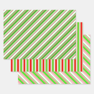 Fun Red, White, Green-kerstpatronen Inpakpapier Vel