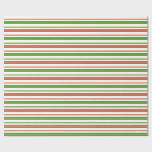 Fun Red, White, Green Lined/Striped Pattern Cadeaupapier (Vlak)