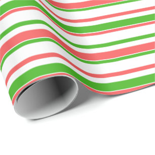 Fun Red, White, Green Lined/Striped Pattern Cadeaupapier