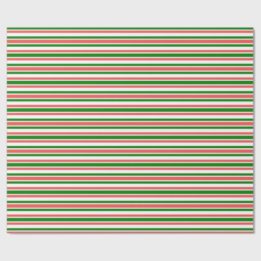 Fun Red, White, Green Lines Pattern Wrapping Paper Cadeaupapier (Vlak)