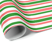 Fun Red, White, Green Lines Pattern Wrapping Paper Cadeaupapier (Rol Hoek)