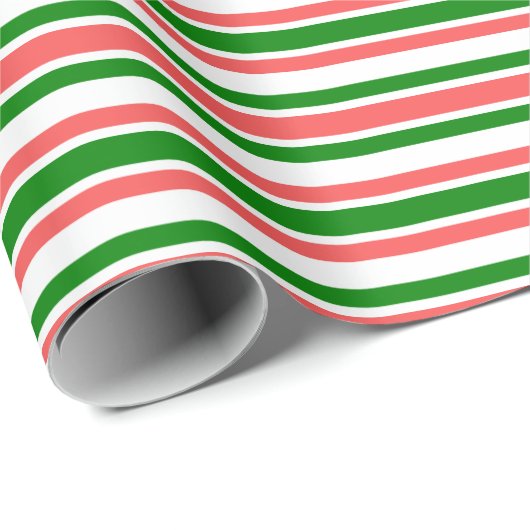 Fun Red, White, Green Lines Pattern Wrapping Paper Cadeaupapier (Rol Hoek)
