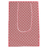 Fun Red & White Snowflake Pattern Kerstmis Medium Cadeauzakje (Achterkant)