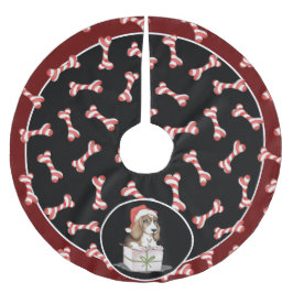 Fun Red & White Striped Dog Bone, Santa Dog Kerstboom Rok