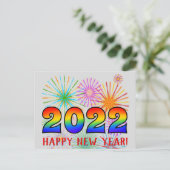 Fun, regenboogkleuren 2022 + "GEWELD NIEUW JAAR!" Briefkaart (Staand voorkant)