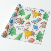 Fun Reindeer Holiday Wrapping Paper Cadeaupapier (Uitgerold)