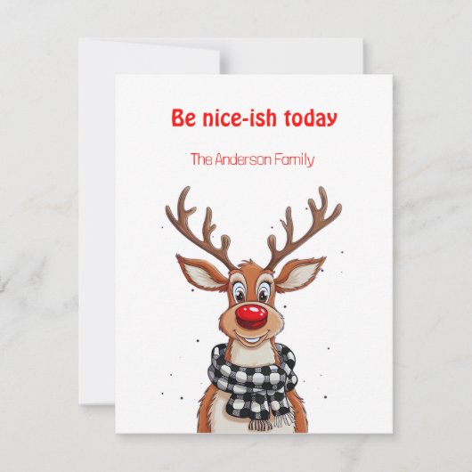 Fun reindeer Rudolph christmas wishes Postcard Feestdagenkaart (Voorkant)