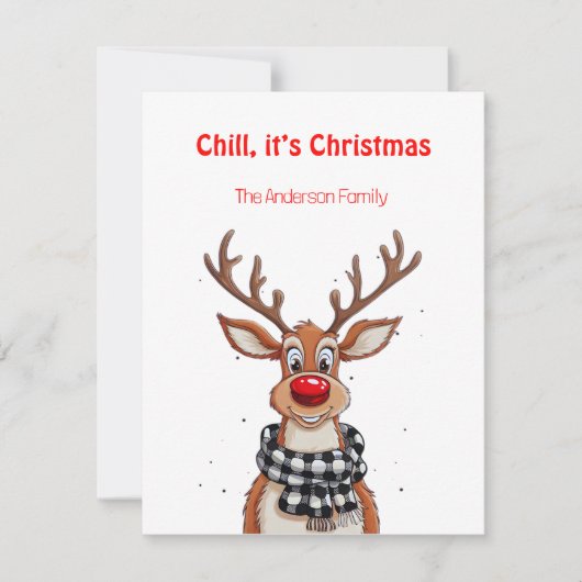 Fun reindeer Rudolph christmas wishes Postcard Feestdagenkaart (Voorkant)