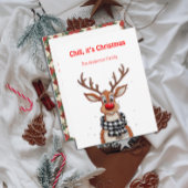 Fun reindeer Rudolph christmas wishes Postcard Feestdagenkaart