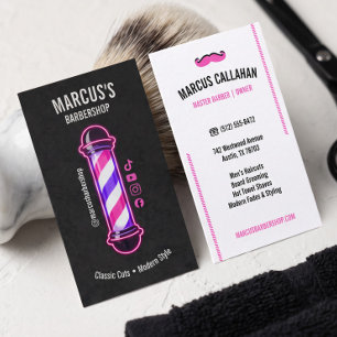Fun Reto Neon Heren Kapperszaak Paal Haarstylist Visitekaartje