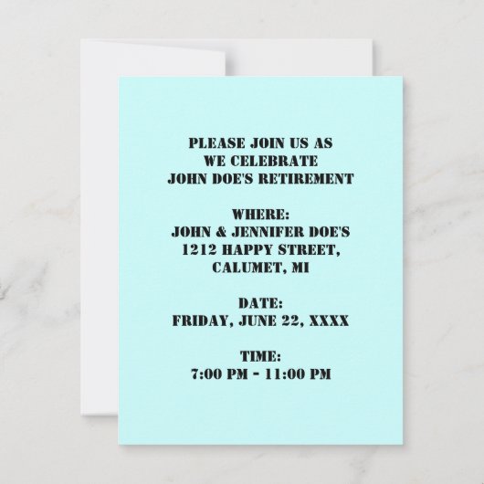 FUN RETRAITE INVITATION JETON DANS LA Serviette (Dos)