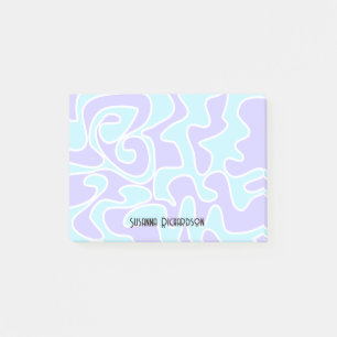 Fun Retro Blue Lavender Nom personnalisé Post-it