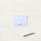 Fun Retro Blue Lavender Nom personnalisé Post-it (Sur un bureau)