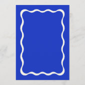 Fun Retro Blue Modern Wavy Wedding Menu Kaarten (Achterkant)