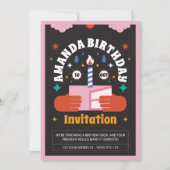 Fun Retro Bold Invitation d'anniversaire (Devant)