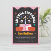 Fun Retro Bold Invitation d'anniversaire (Debout devant)