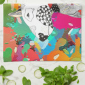 Fun Retro Bull Terrier Chien serviette de cuisine (Plié)