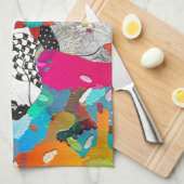 Fun Retro Bull Terrier Chien serviette de cuisine (Quart Plié)