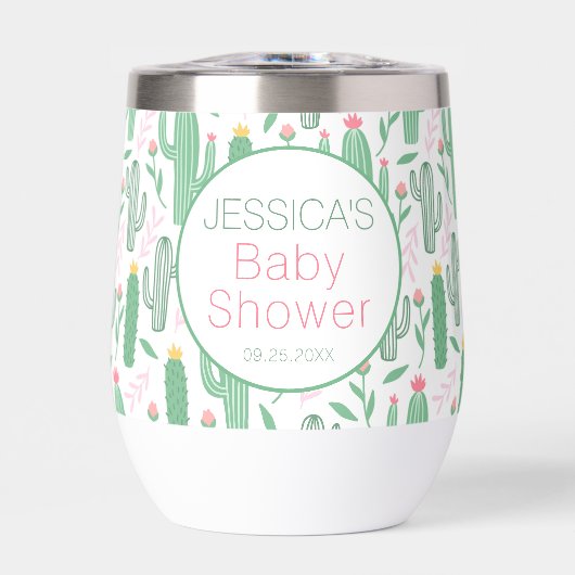 Fun Retro Cactus Succulent Floral Baby shower (Voorkant)