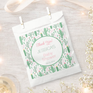 Fun Retro Cactus Succulent Floral Baby shower Bedankzakje