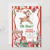 Fun Retro Christmas Deer Birthday Invitation (Devant)