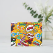 Fun Retro Comic Book Pop Art-explosies Aankondigingskaart (Staand voorkant)