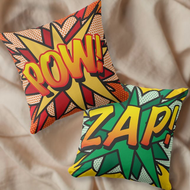 Fun Retro Comic Book Pop Art ZAP POW Kussen (Creator heeft geüpload)