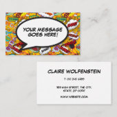 Fun Retro Comic Book Speech Bubble Message Visitekaartje (Voorkant / Achterkant)