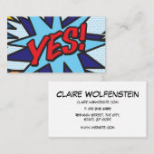 Fun Retro Comic Book YES Visitekaartje (Voorkant / Achterkant)