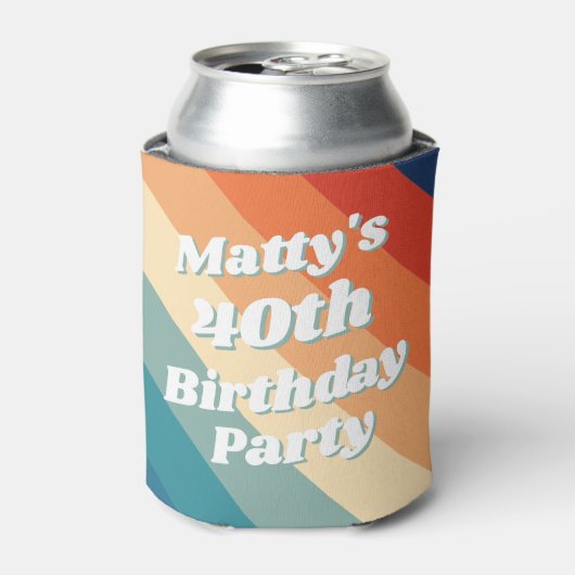 Fun Retro Custom 40th Birthday Photo Blikjeskoeler (Blikje Voorkant)