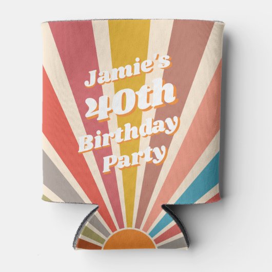 Fun Retro Custom 40th Birthday  Photo Blikjeskoeler (Voorkant)