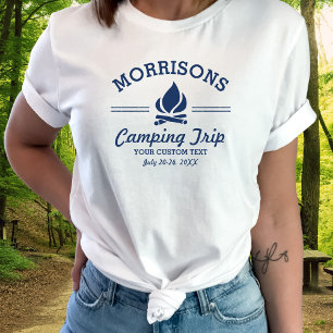 Fun Retro Custom Camping Trip Campfire Navy Blue T-shirt